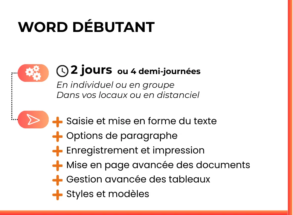 Formation Word pour débutants. En individuel ou en groupe. Dans vos locaux ou en distanciel.